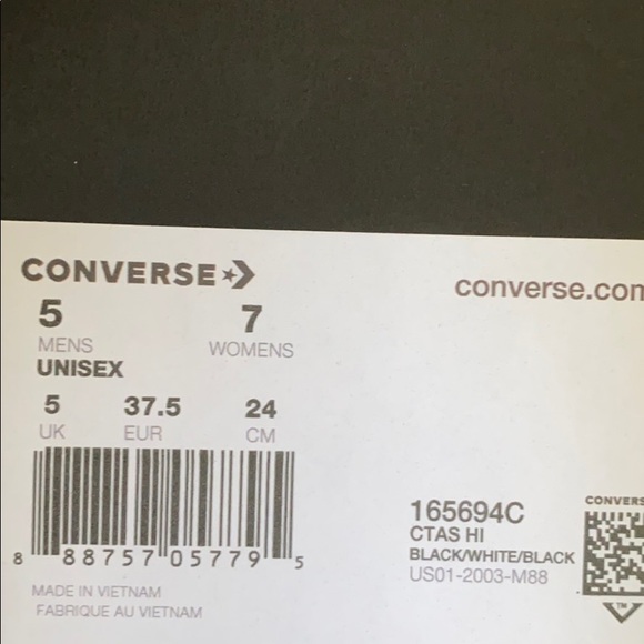 Converse Ctas HI Big Logo Black Women’s Sneakers - Picture 11 of 12